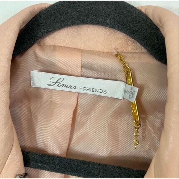 Lovers + friends pink studded heart moto leather jacket size S - Picture 8 of 16